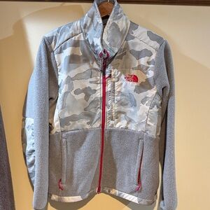 The North Face women’s Gray Camo Puffer Jacket